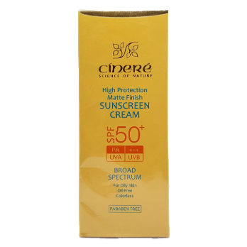 کرم ضد آفتاب بدون رنگ spf50+ برای پوست های چرب سینره cinere